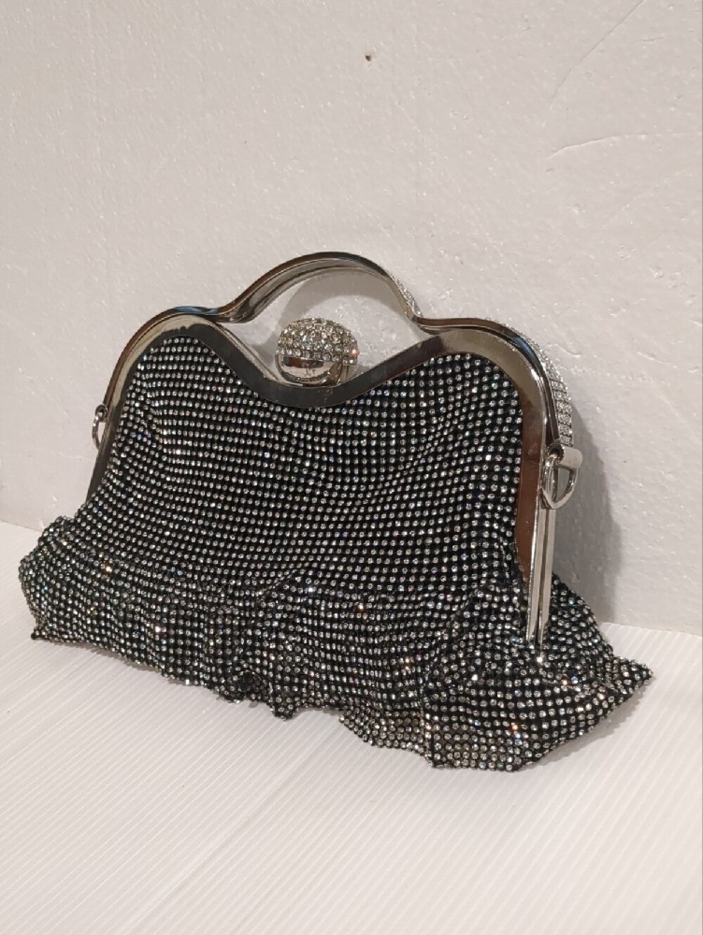 Black Rhinestone Evening Clutch Handbag